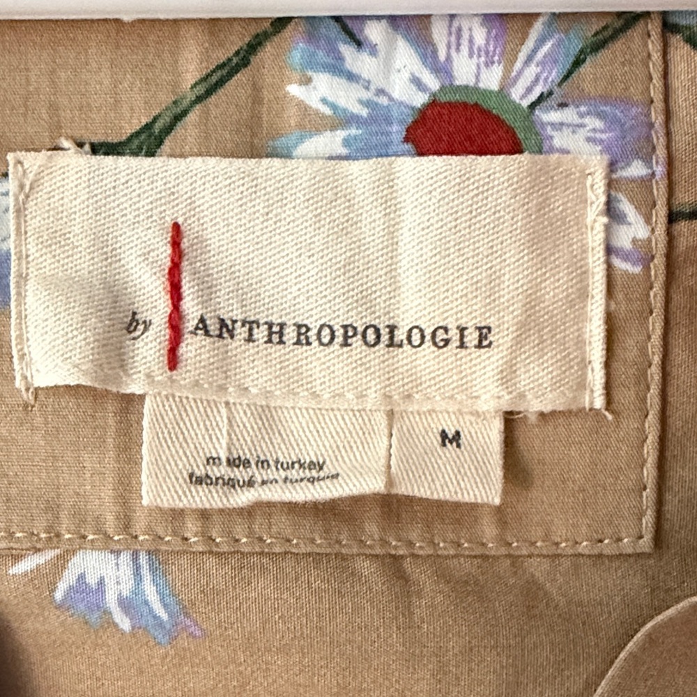 Anthropologie Somerset Maxi Dress Tan Khaki Red Floral. Size Medium. NWOT. - Picture 5 of 9